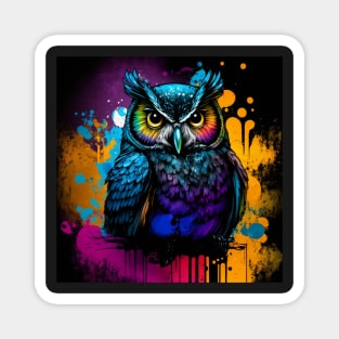 Cosmic Owl Splatter Paint Magnet