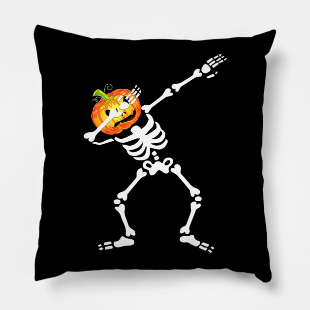 Funny Dabbing Pumpkin Halloween Pillow by Tatjana  Horvatić