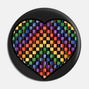 Messy Rainbow Checkered Heart Sticker Pin