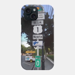 Key West US Highway 1, mile 0. Phone Case