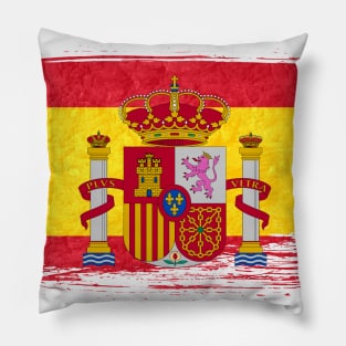 Spain flag - grunge brick stone Pillow