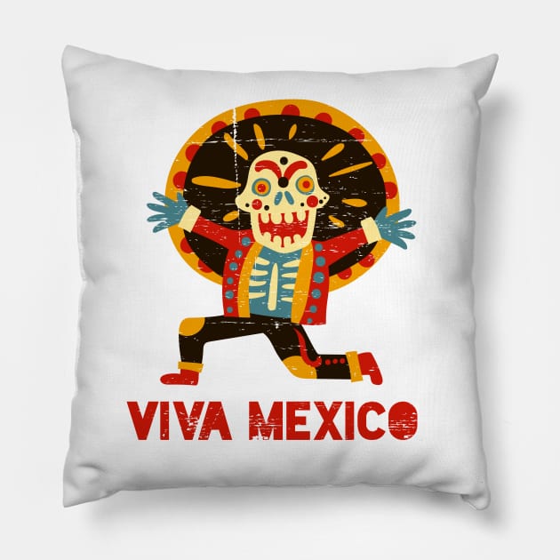 Viva Mexico - grunge design Pillow by verde