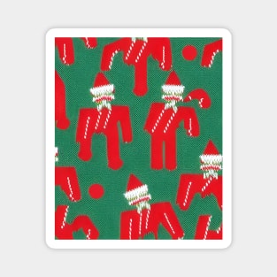 Futuristic Festive: Ugly Red Santa Claus Candy Cane Pattern Magnet