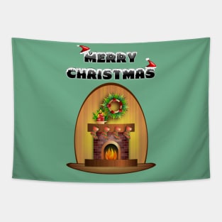 Christmas Cozy Fireplace Cute Cartoon Gift T-Shirt Tapestry