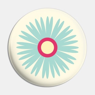 Retro Flower in light blue, pink and yellow Pin