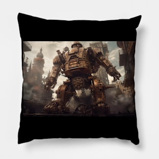 Epic Giant Robot Steampunk style Pillow