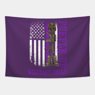 Purple up Military Kids Shirt Military Child Month Us Flags Tapestry