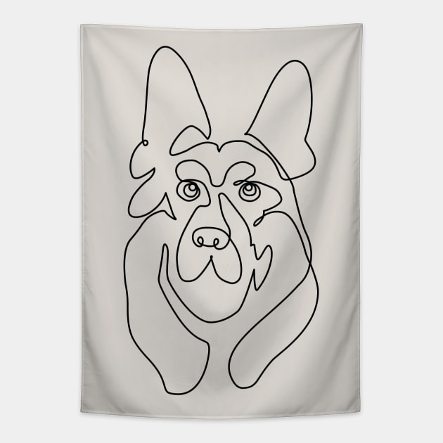 One line German Shepherd Tapestry by huebucket