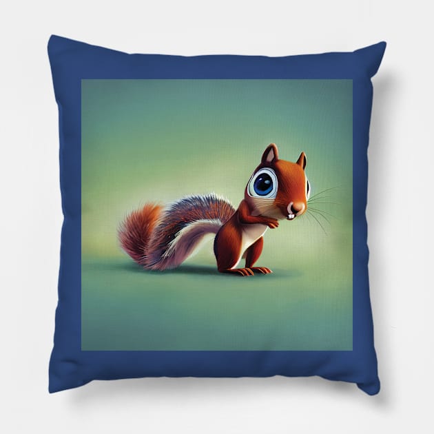 Cute Cartoon Squirrel Pillow by Geminiartstudio