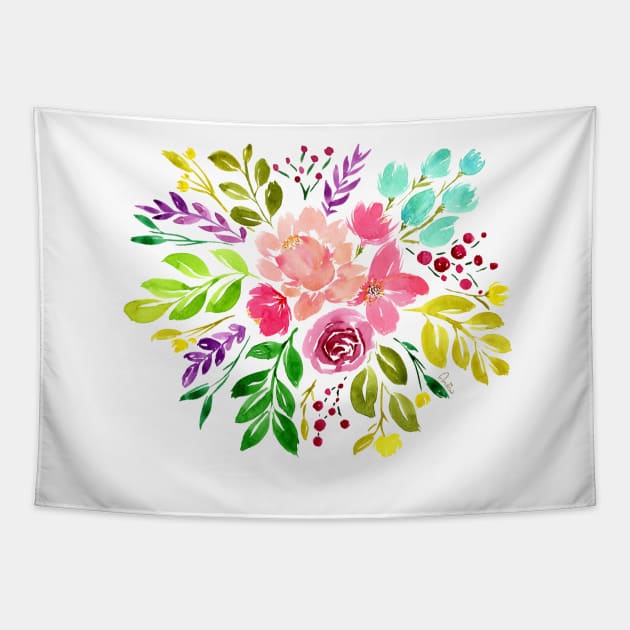 Watercolour fantasy bouquet Tapestry by annalisaamato