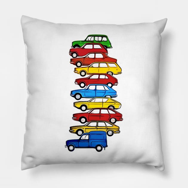 Renault 1978 Cartoon Pillow by AaaahEeeekStudio