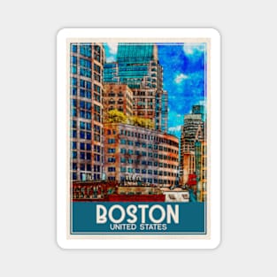 Travel Art Boston United States Magnet