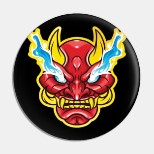 Gold Oni Mask Japanese Devil Demon Pin