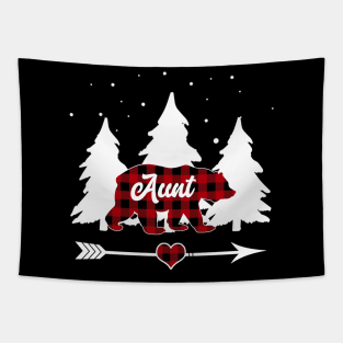 Aunt Bear Buffalo Red Plaid Matching Family Christmas Tapestry