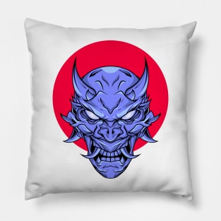 Blue Demonic Mask Pillow