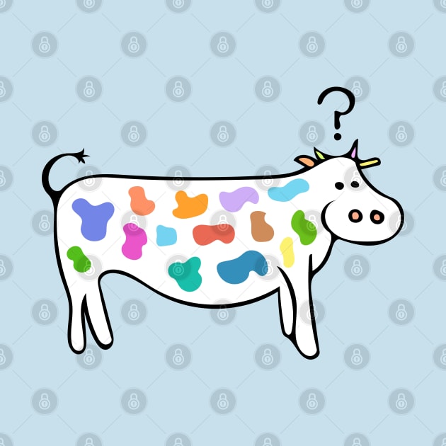 Questionable Cow - Funny Cute Cow Ilustration by Davey's Designs
