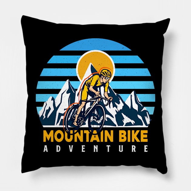 mountain bike adventure Pillow by Diwa