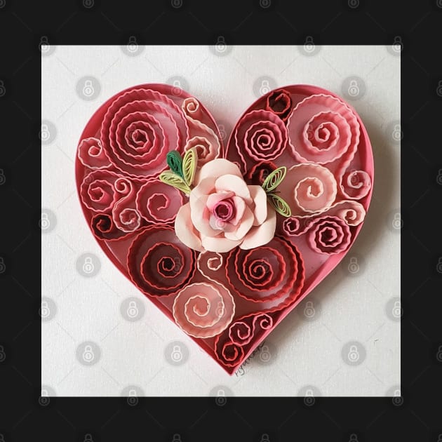 Printed paper quilling rose.heart by solsolyi