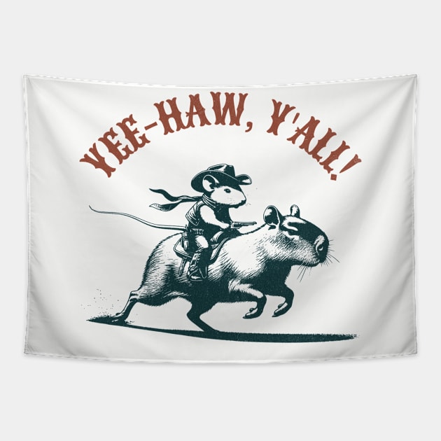 Yee-haw, y'all Funny Rodeo Tapestry by susanne.haewss@googlemail.com