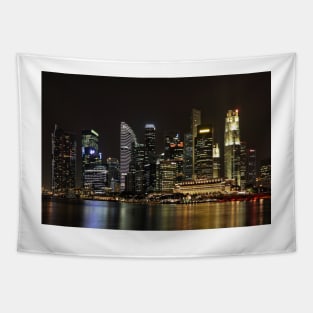 Singapore Skyline at Night Tapestry