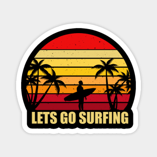 Logo mit Sonnenuntergang und Surfboard Magnet