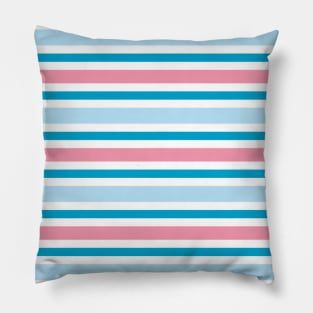 Pink and Blue Horizontal Stripe Pattern Pillow