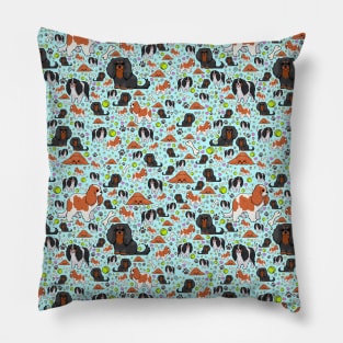 Spaniels in Blue Pillow