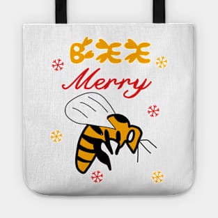 Bee Merry Cute Funny Christmas Snow Flake Costume Tote