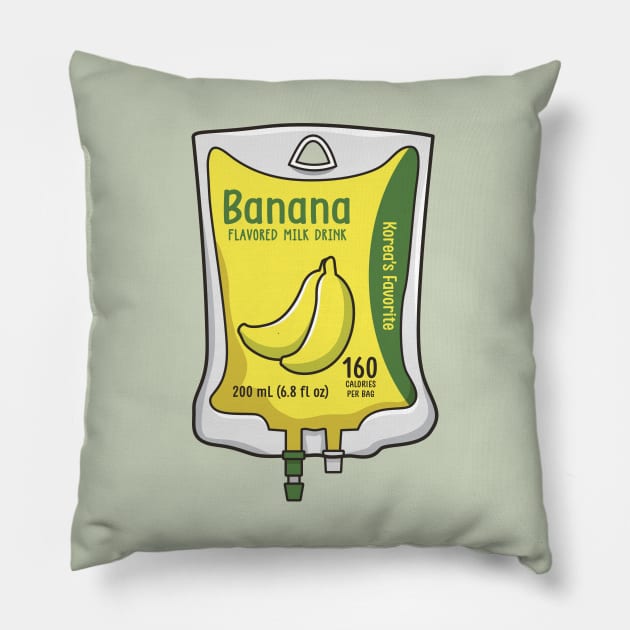 Aesthetic Korean Banana Milk IV Bag for medical and nursing students, nurses, doctors, and health workers who love milk Pillow by spacedowl