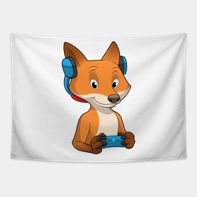 Fox as Gamer with Joystick Tapestry by Markus Schnabel