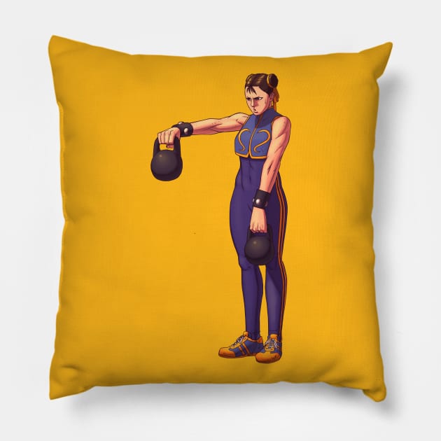 Chun-Li lifting Pillow by LuizFerrarezzi