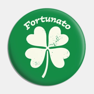 Fortunato Emblem - Distressed Four-Leaf Graphic Design Pin