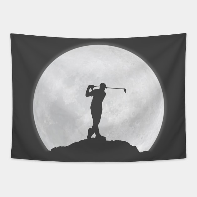 Golfer man and the Moon Tapestry by Crab