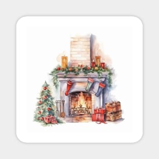 christmas fireplace Magnet