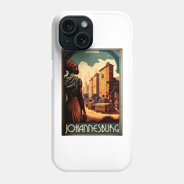 Johannesburg South Africa Vintage Travel Art Poster Phone Case by OldTravelArt