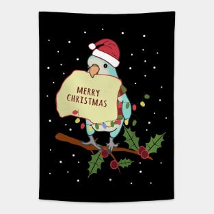 merry christmas! blue quaker parrot doodle Tapestry