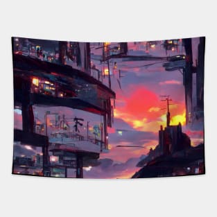 Calm Night Citylight Tapestry