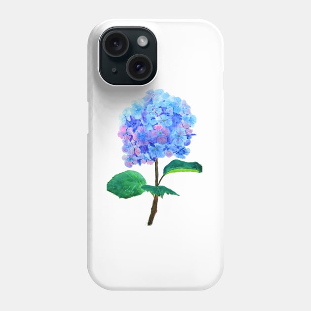 blue purple hydrangea watercolor painting Phone Case by colorandcolor