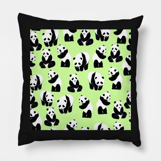 Panda Bears Seamless Pattern Pillow by edwardecho