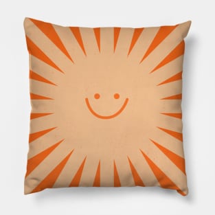 Retro Happy Sun 70s Boho Groovie Pillow