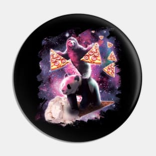 Space Sloth With Pizza On Panda Riding Ice Cream Pin