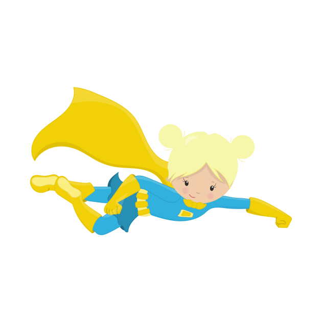 Superhero Girl, Blonde Hair, Hero, Yellow Cape by Jelena Dunčević