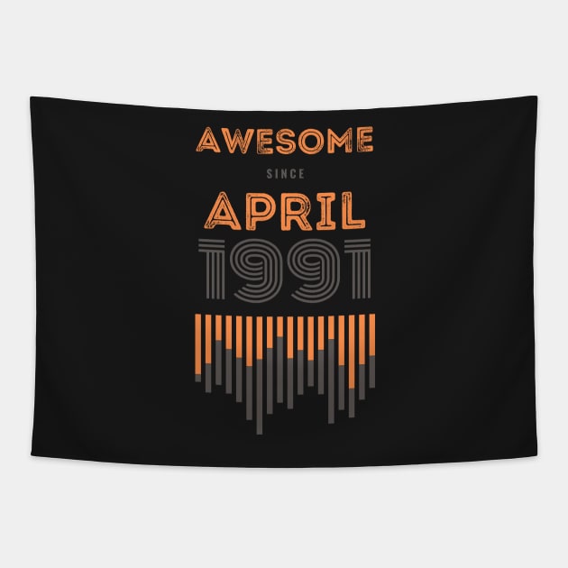 Awesome Since April 1991, 30 years old, 30th Birthday Gift Tapestry by LifeSimpliCity