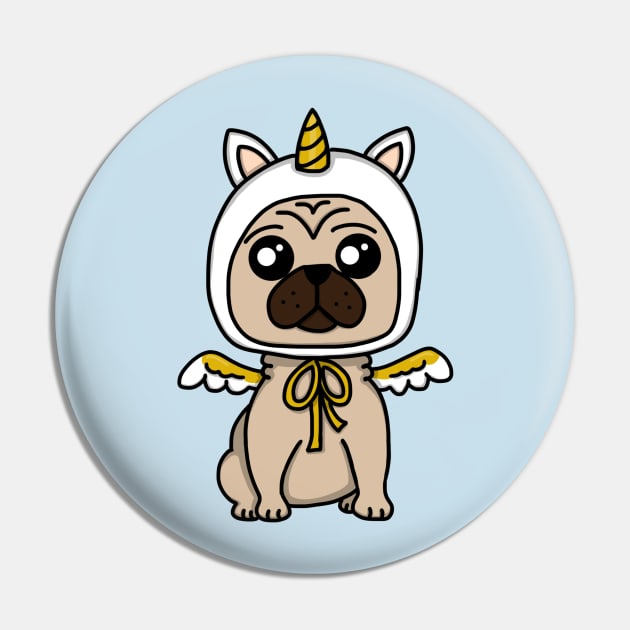 Chibi Unicorn Pug (Small Design) Pin by Aeriskate