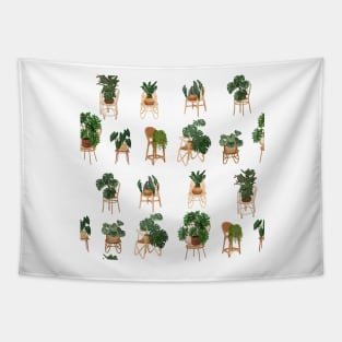 Trendy Plant Art, House Plants Pattern 1 Tapestry