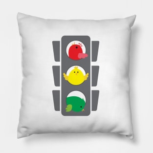 Traffic Light Birdies Pillow