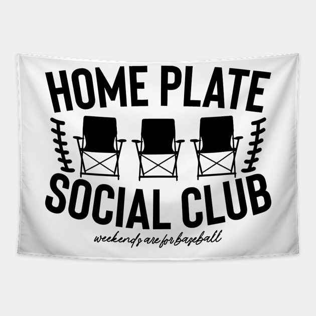 Home Plate Social Club, Baseball maman,  Baseball,  Baseball Mama,  Baseball maman, Baseball saison Tapestry by SmilArt