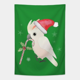 A cute Christmas salmon crested cockatoo Tapestry