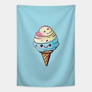 Cute Colorful Smiling Ice Cream Tapestry