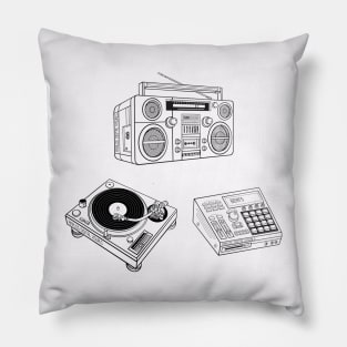 Boombox, Beat Maker, Turntable (Black Lines) Analog / Music Pillow